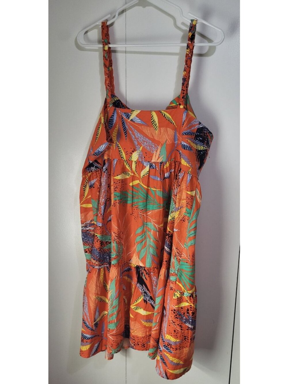 Beach Lunch Lounge XL Linen Blend Braided Strap Button Front Dress Tropical - Picture 2 of 9